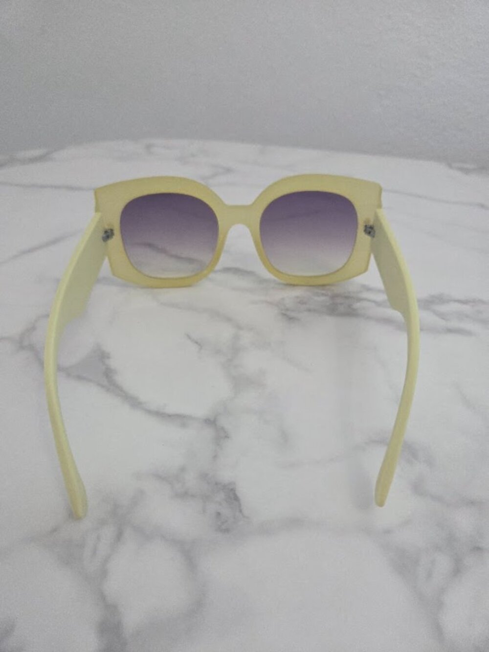 Oversized Square Sunglasses Pastel Lime Green Yellow Frame Gradient Lens - Picture 4 of 13